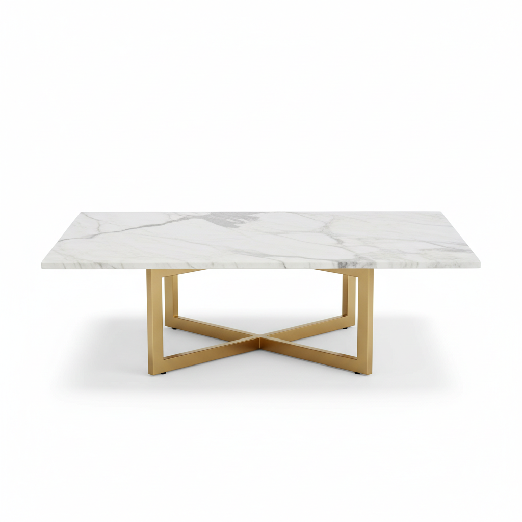 Mesa de Centro Mármol y Oro